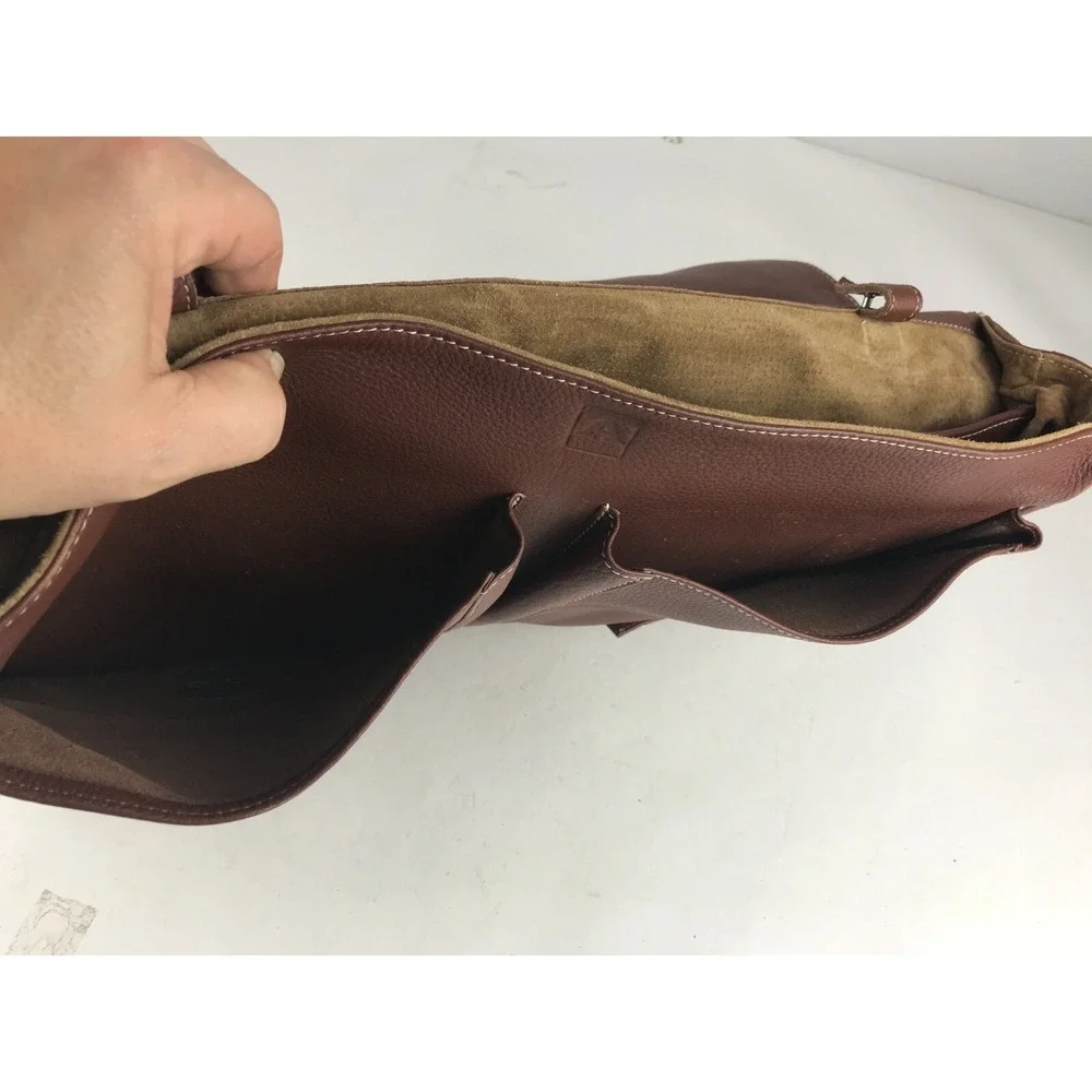 Abitare Briefcase Document Bag Mens Brown Genuine Leather Top Handle Push Lock